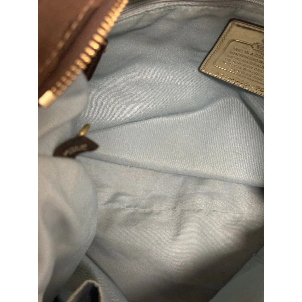 Coach Madison Sabrina Satchel Chocolate Brown Op Art Signature Shoulder Bag